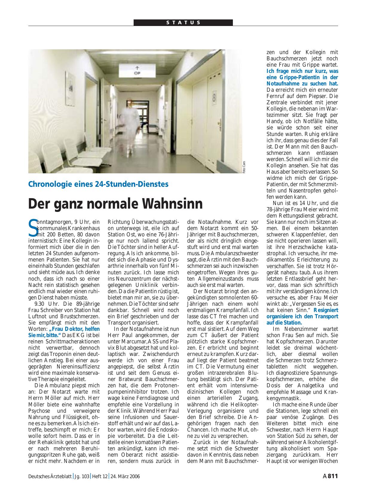Vorschauseite 1: Chronologie eines 24-Stunden-Dienstes: Der ganz normale Wahnsinn