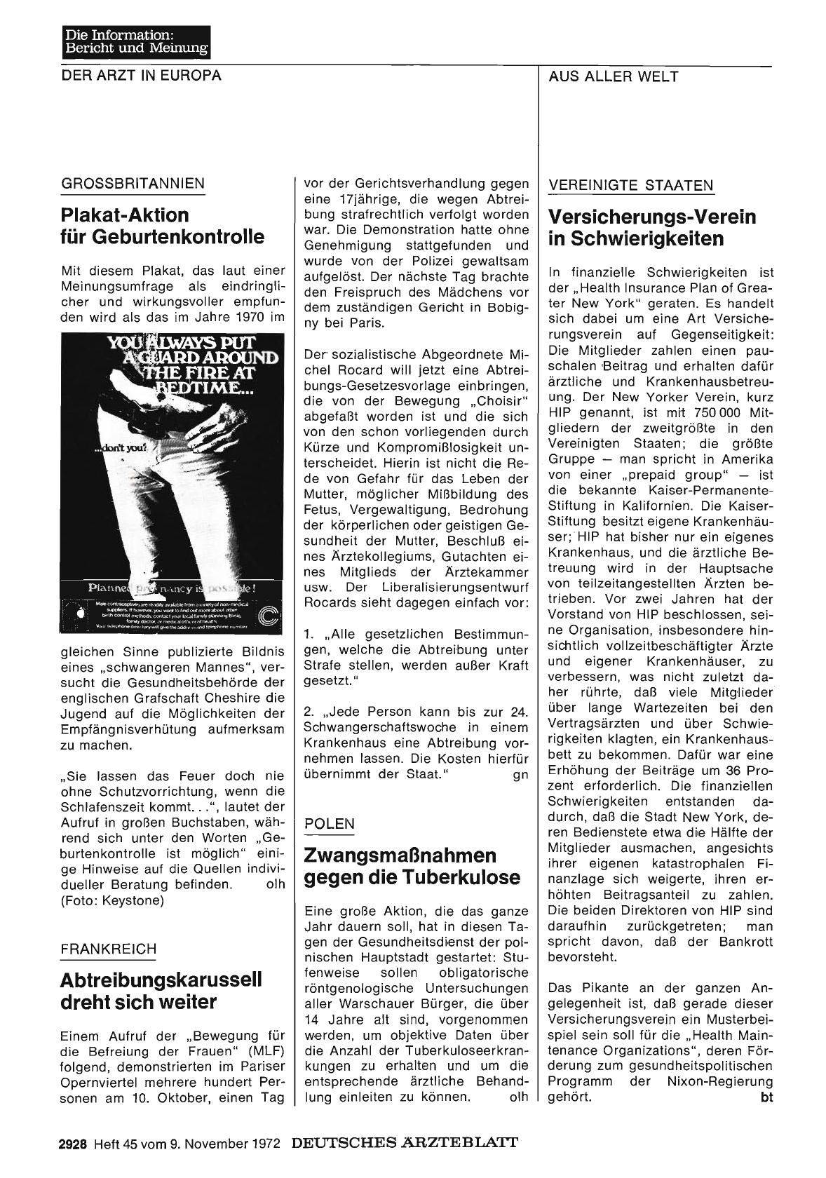 Vorschauseite 1: Großbritannien: Plakat-Aktion für Geburtenkontrolle