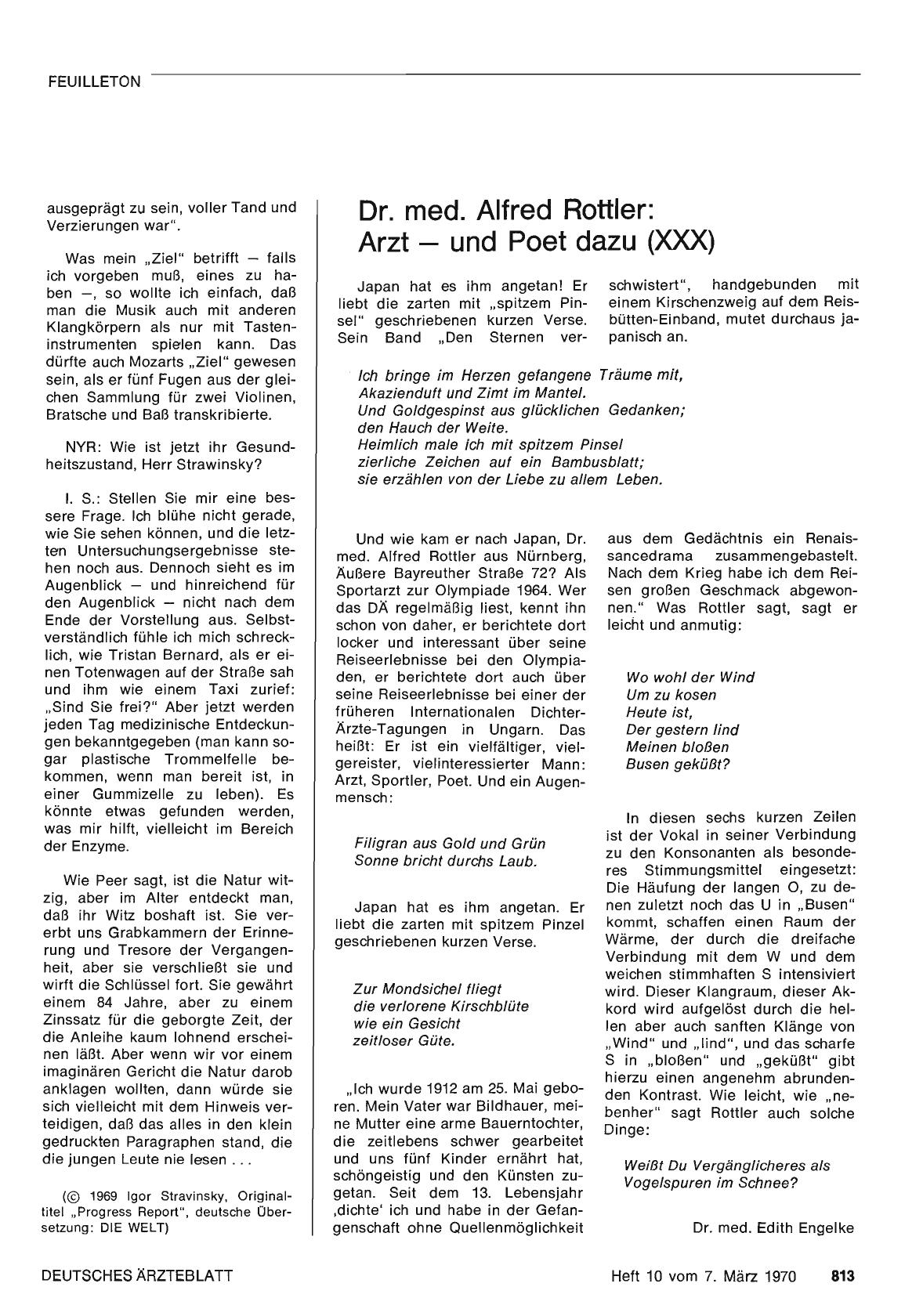 Vorschauseite 1: Arzt — und Poet dazu (XXX): Dr. med. Alfred Rottler
