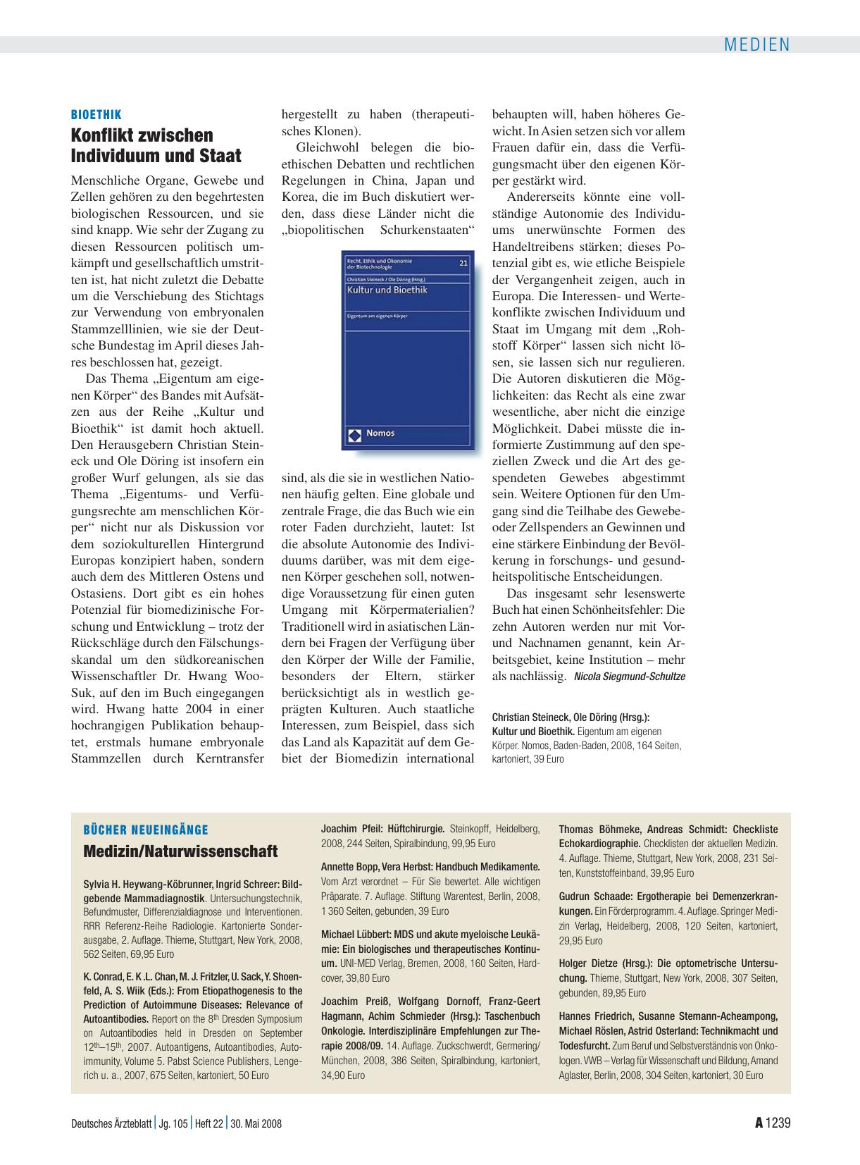 Vorschauseite 1: Bücher Neueingänge: Medizin/Naturwissenschaft