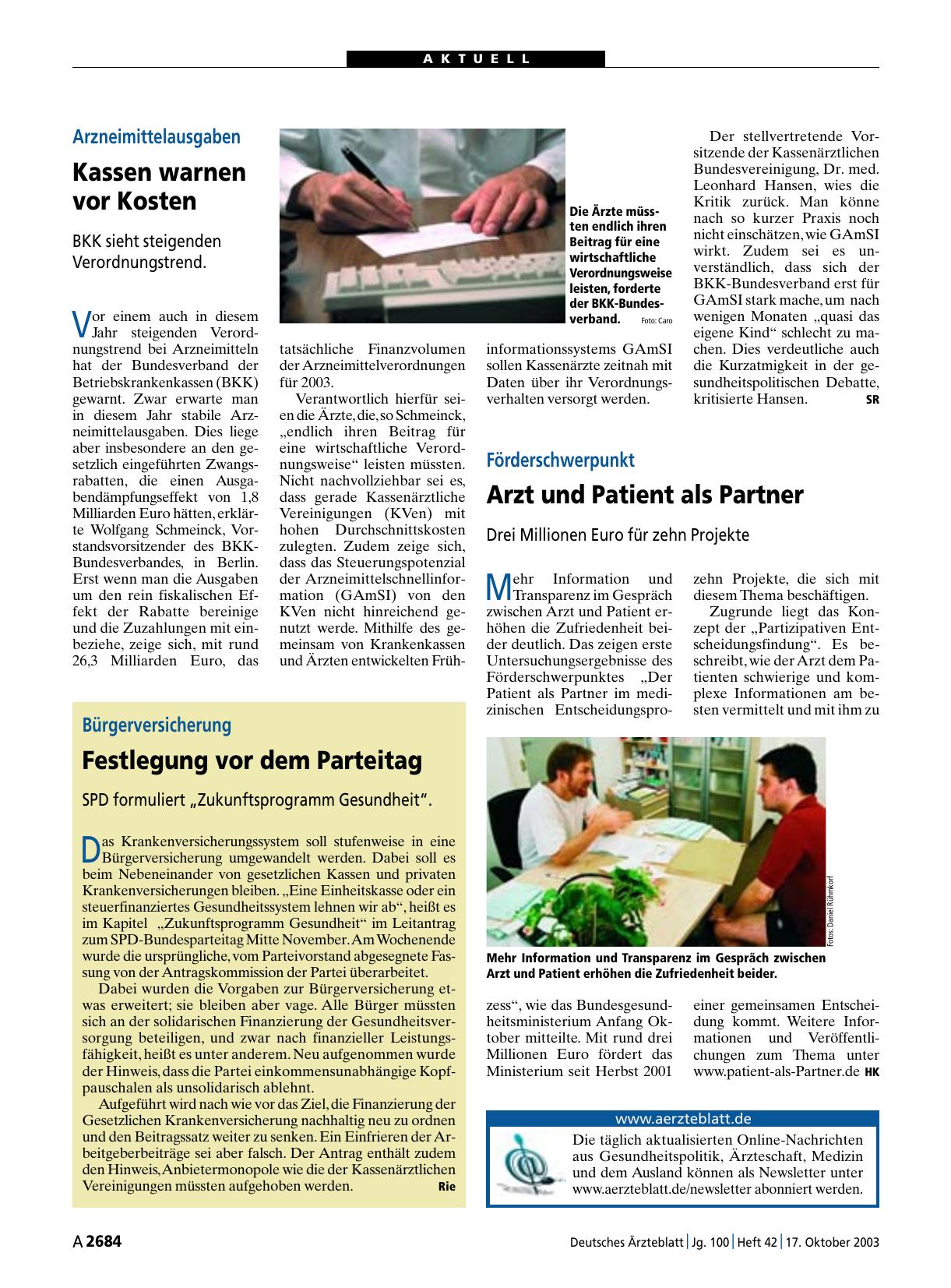 Vorschauseite 1: Förderschwerpunkt: Arzt und Patient als Partner