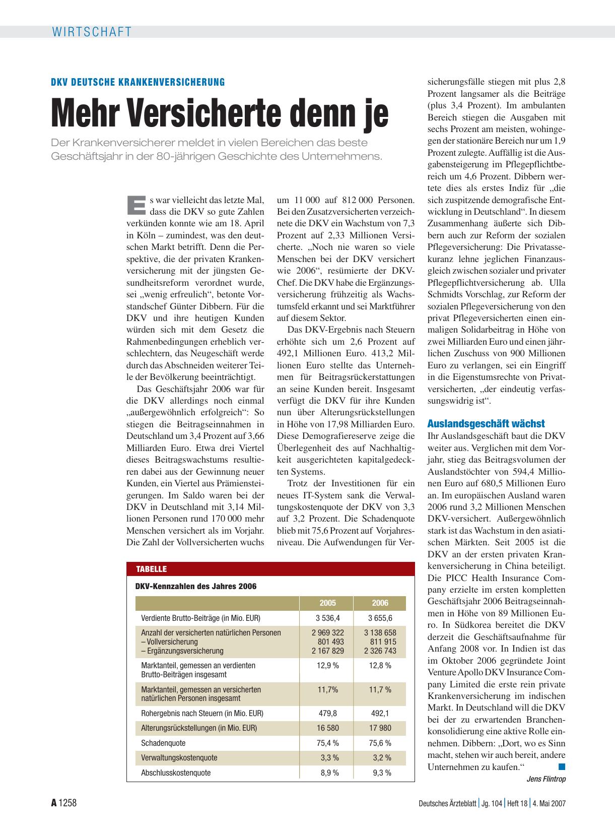 Vorschauseite 1: DKV Deutsche Krankenversicherung: Mehr Versicherte denn je