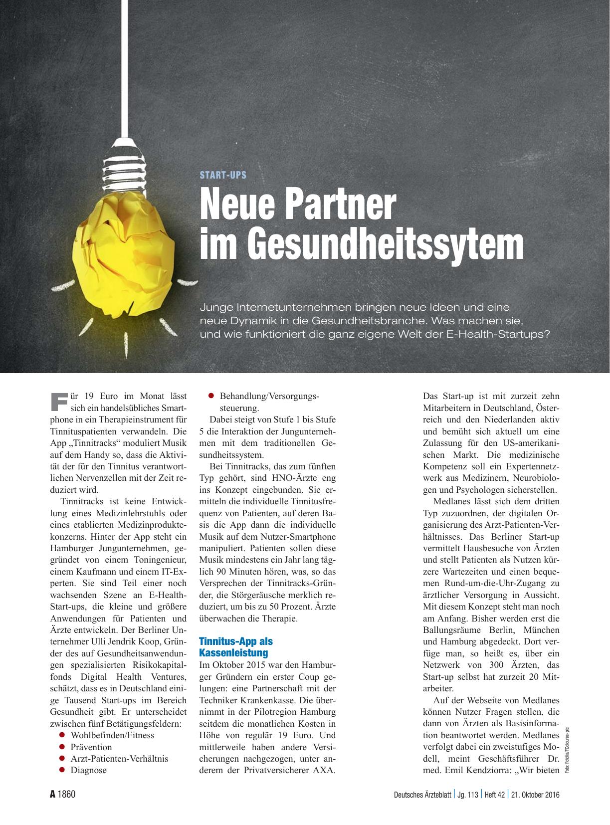 Vorschauseite 1: Start-ups: Neue Partner im Gesundheitssytem