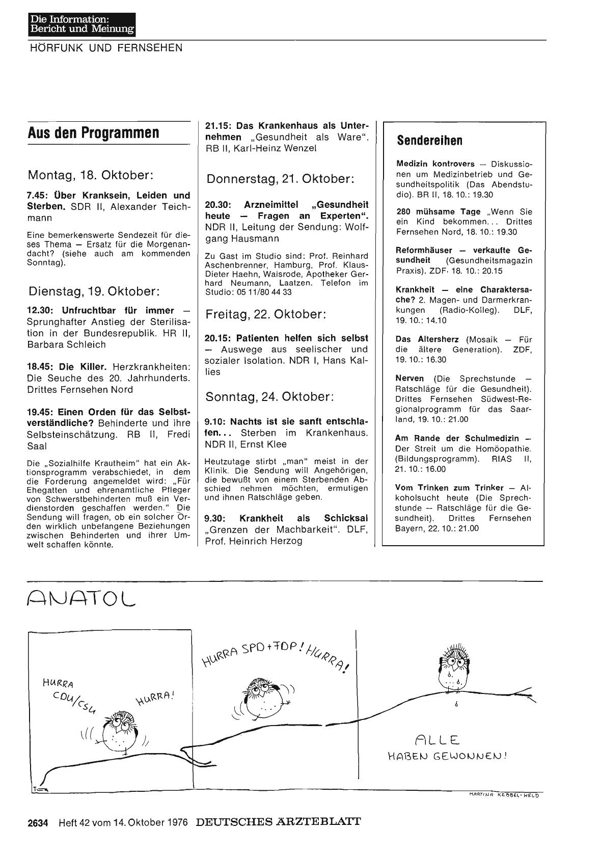 Vorschauseite 1: Aus den Programmen