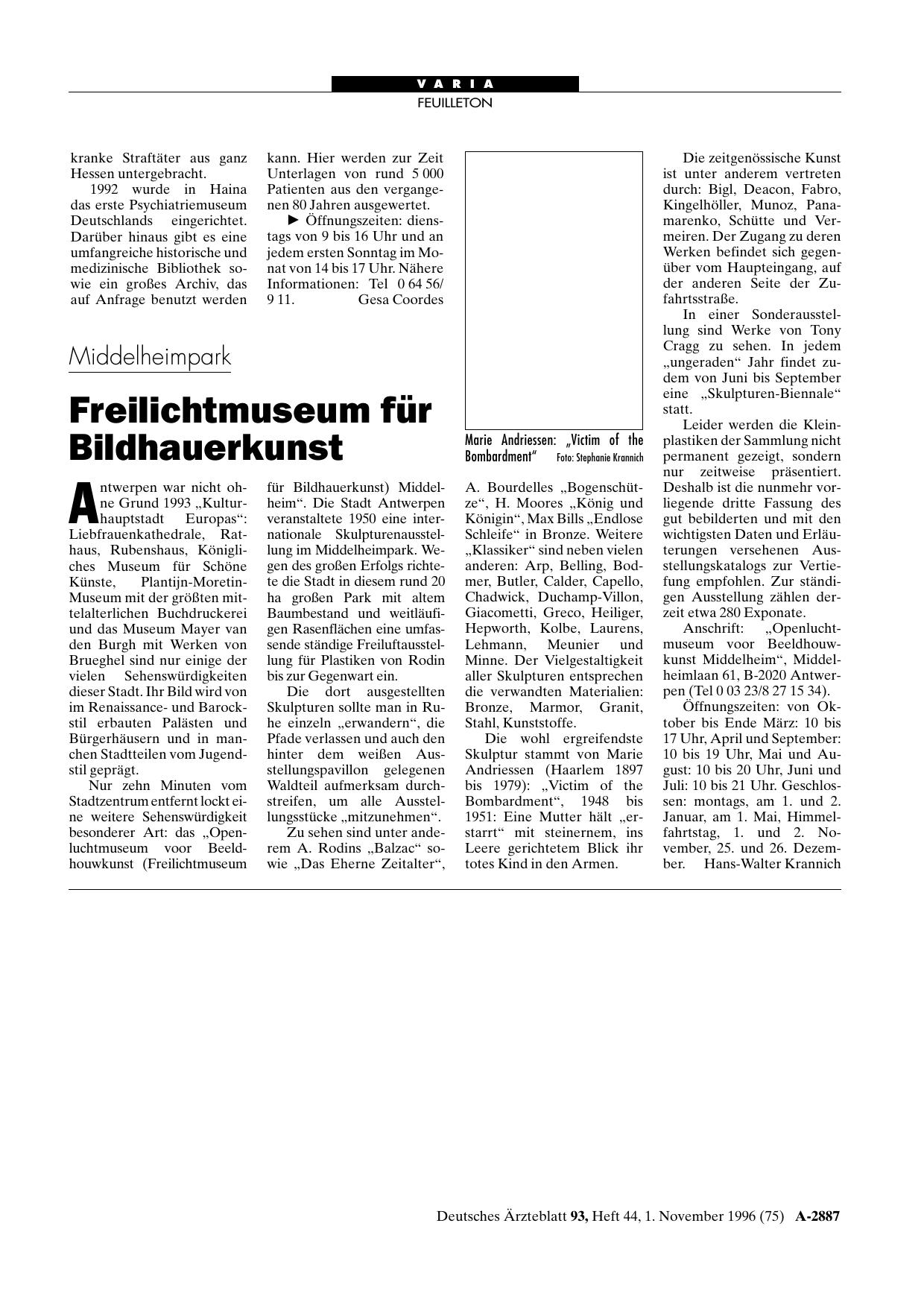 Vorschauseite 1: Middelheimpark: Freilichtmuseum für Bildhauerkunst