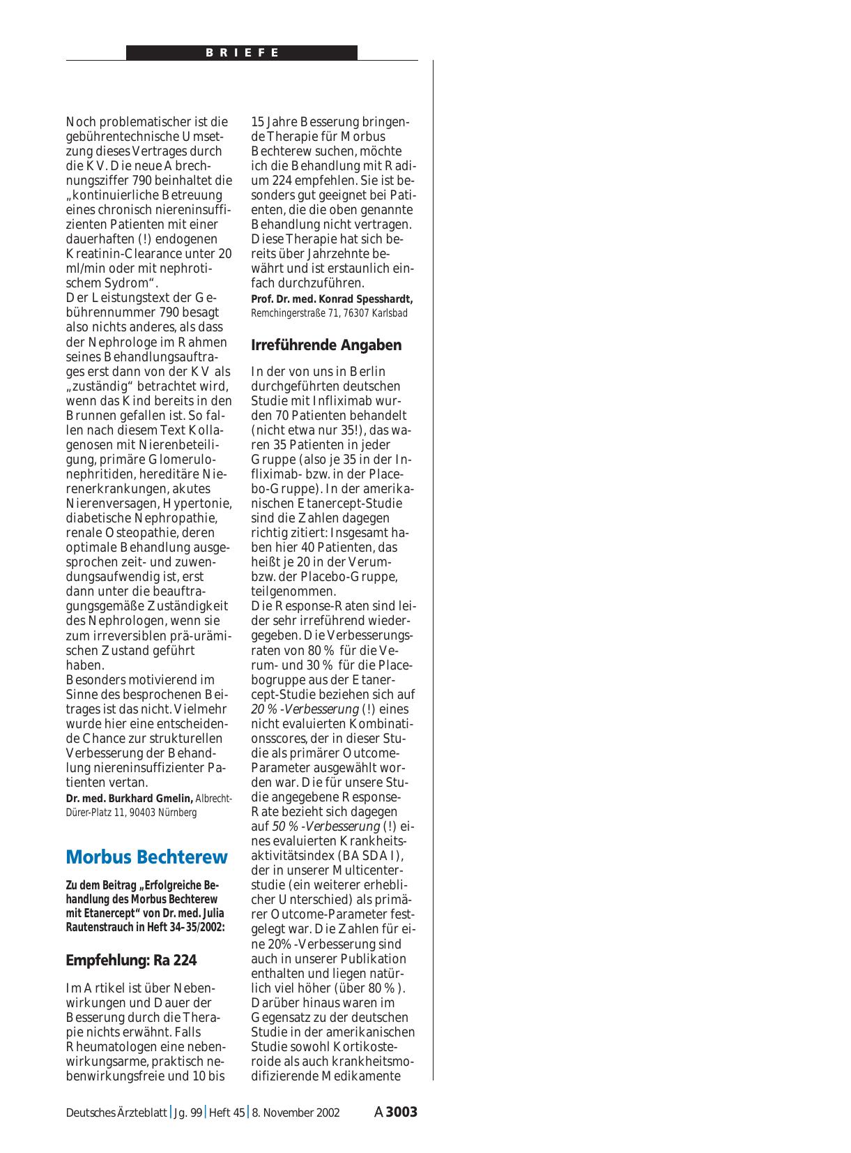 Vorschauseite 1: Morbus Bechterew: Empfehlung - Ra 224