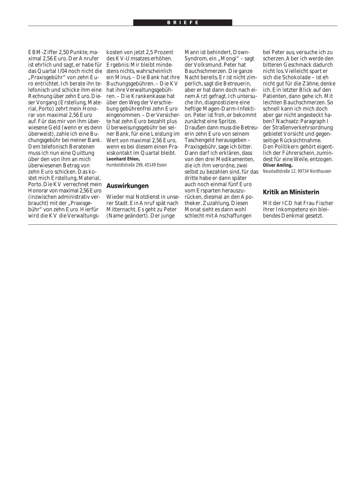 Vorschauseite 1: Praxisgebühr: Auswirkungen