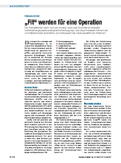 Vorschauseite 1: Prehabilitation: „Fit“ werden für eine Operation