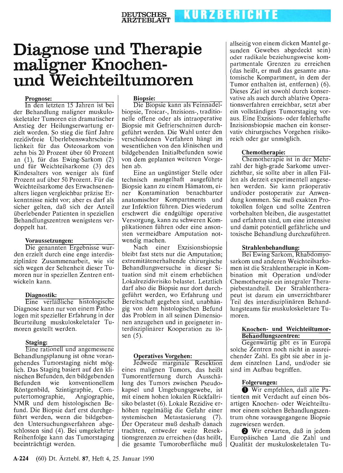 Vorschauseite 1: Diagnose und Therapie maligner Knochenund Weichteiltumoren