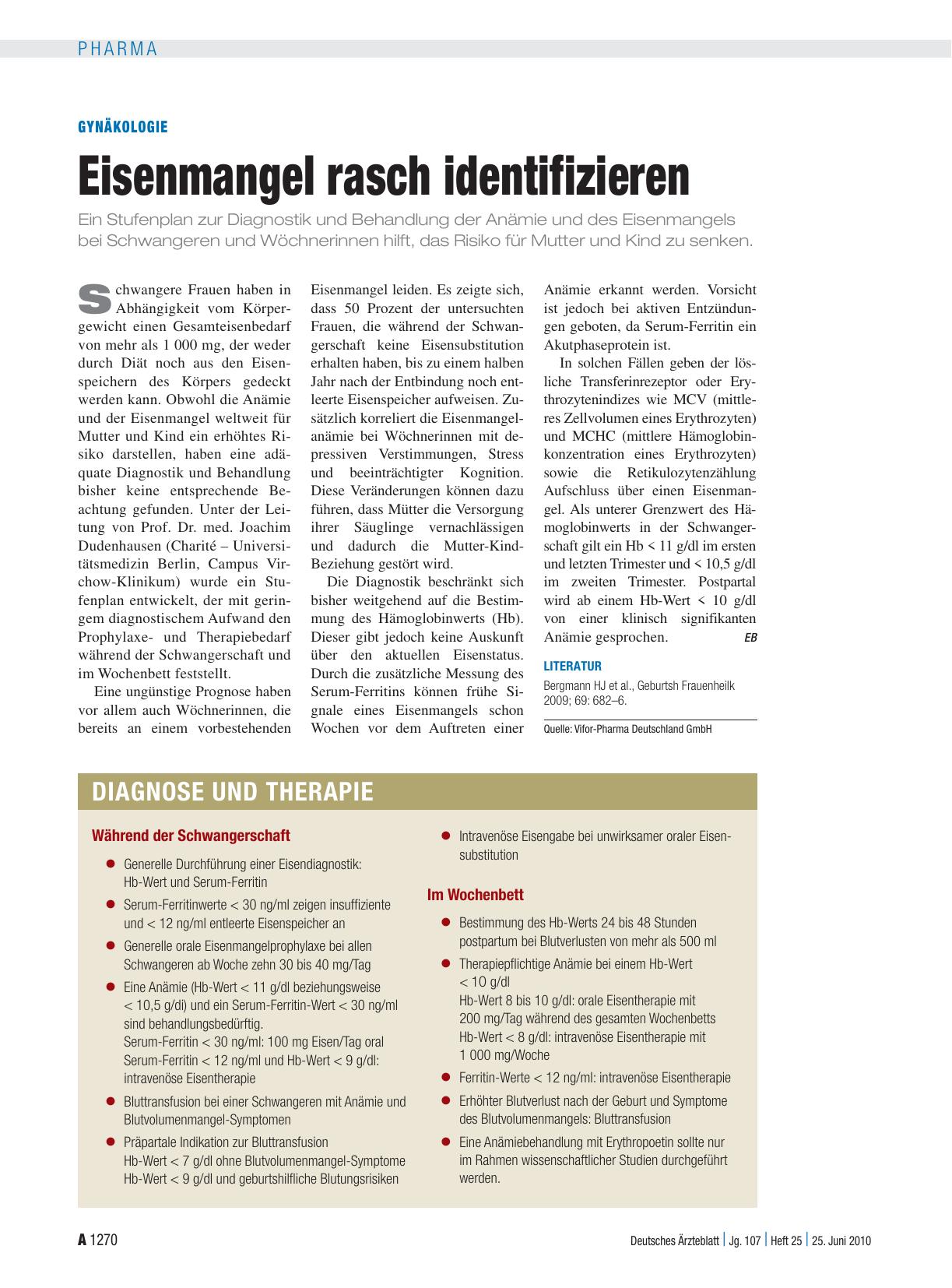 Vorschauseite 1: Gynäkologie: Eisenmangel rasch identifizieren