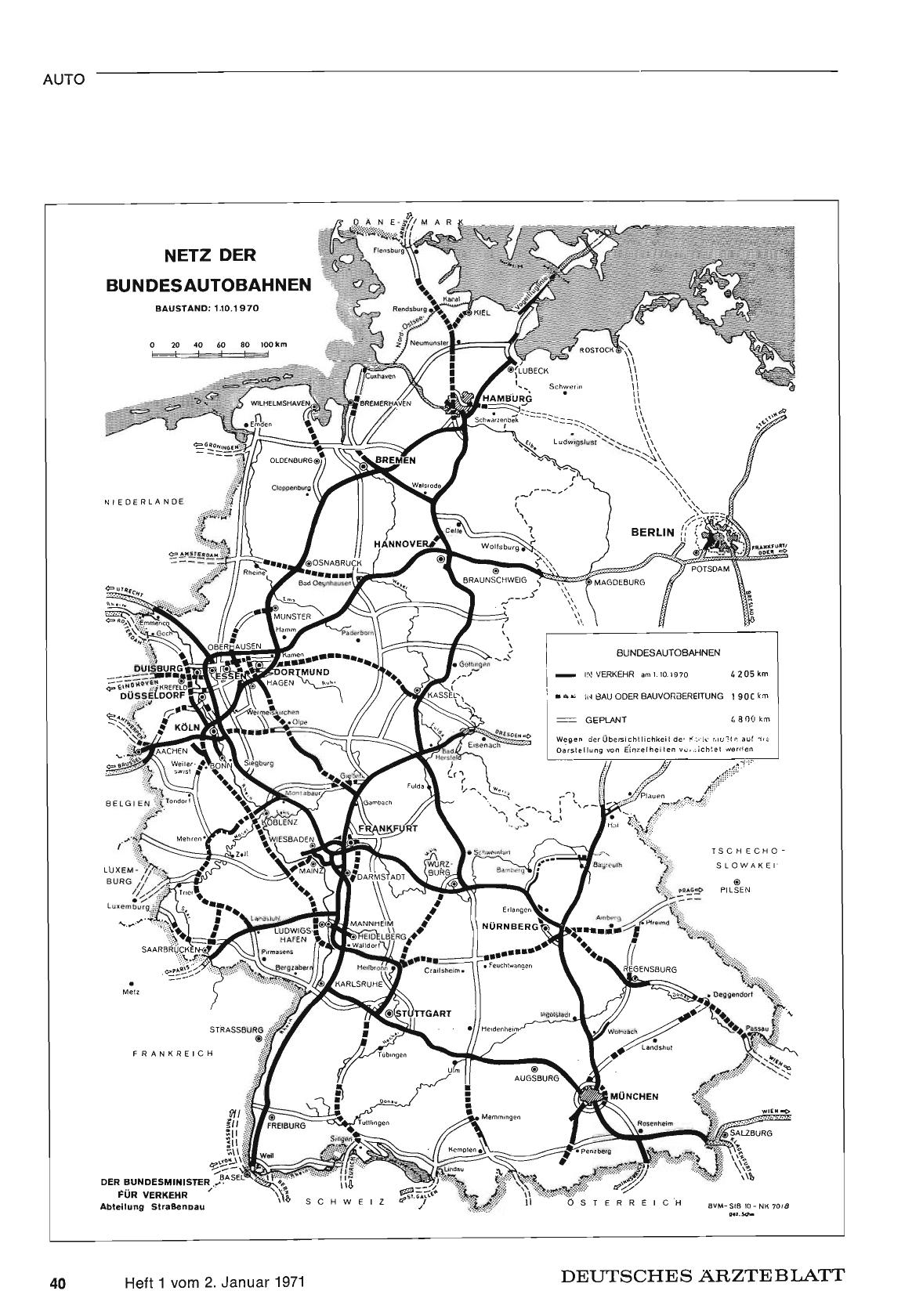 Vorschauseite 1: Autobahnkarte 1971
