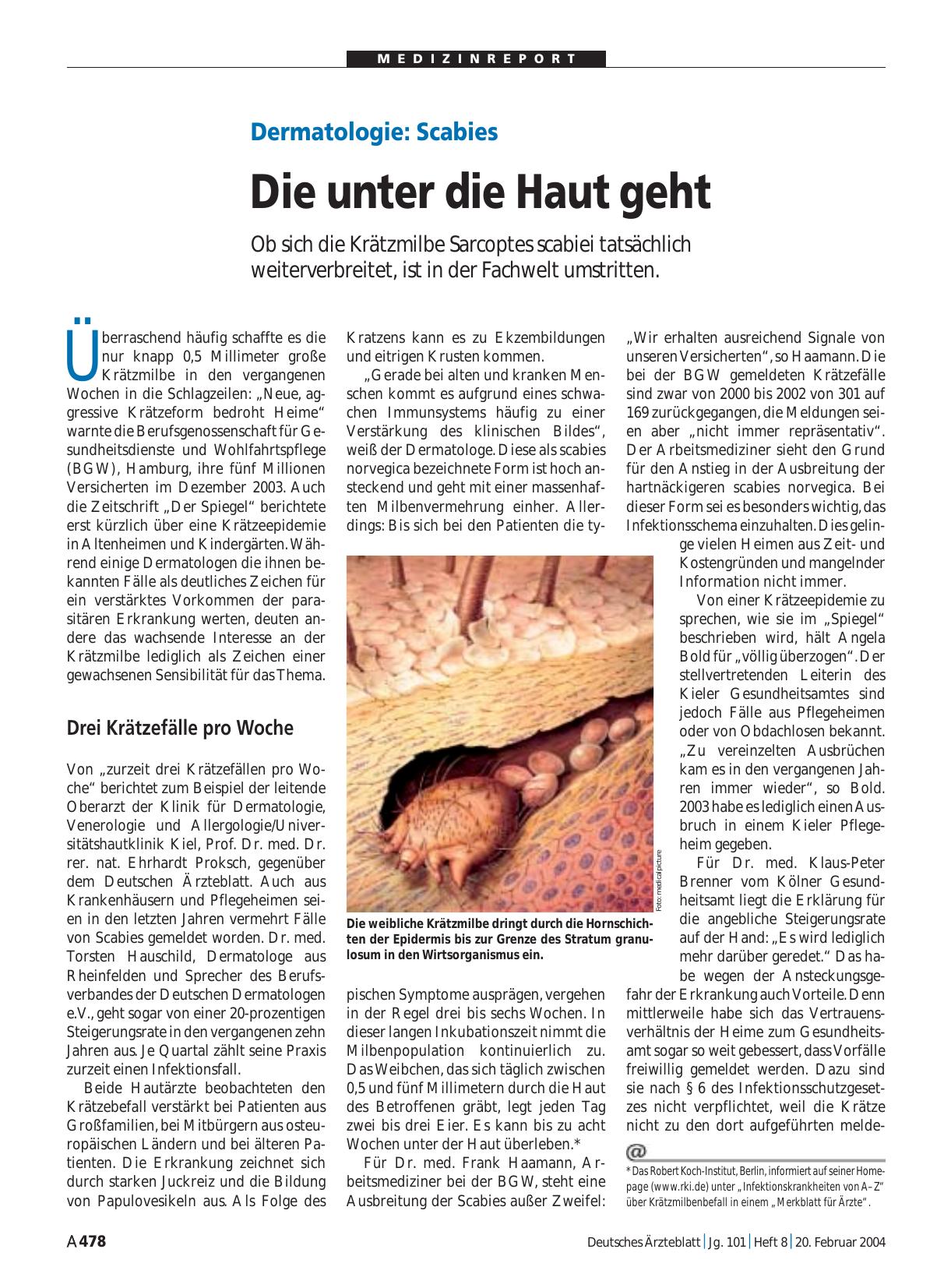 Vorschauseite 1: Dermatologie - Scabies: Die unter die Haut geht