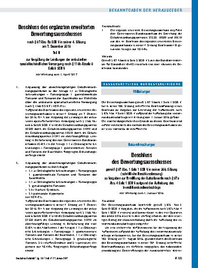 Vorschauseite 1: Beschluss des Bewertungsausschusses gemäß § 87 Abs. 1 Satz 1 SGB V in seiner 388. Sitzung