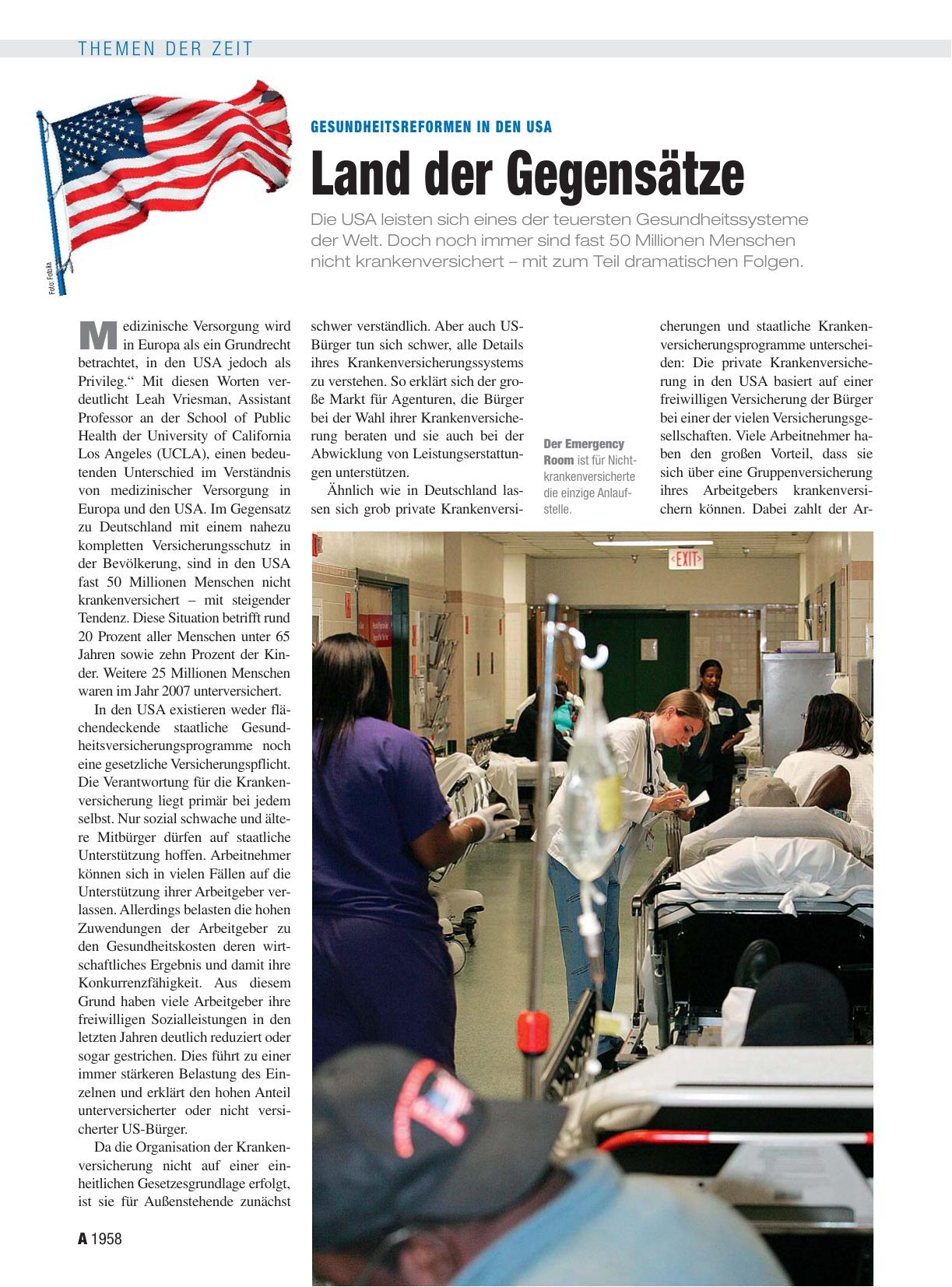 Vorschauseite 1: Gesundheitsreformen in den USA: Land der Gegensätze