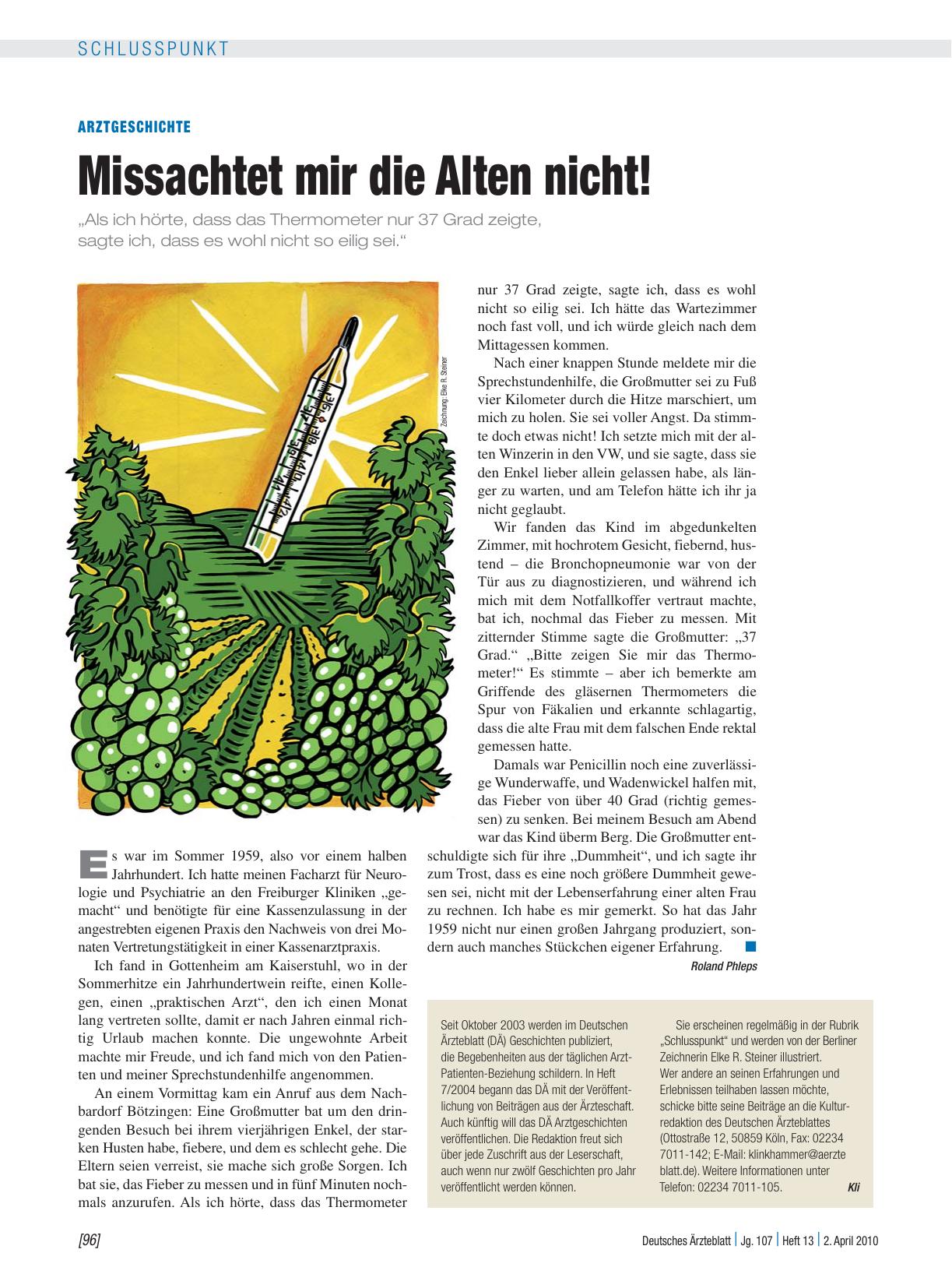 Vorschauseite 1: Arztgeschichte: Missachtet mir die Alten nicht!