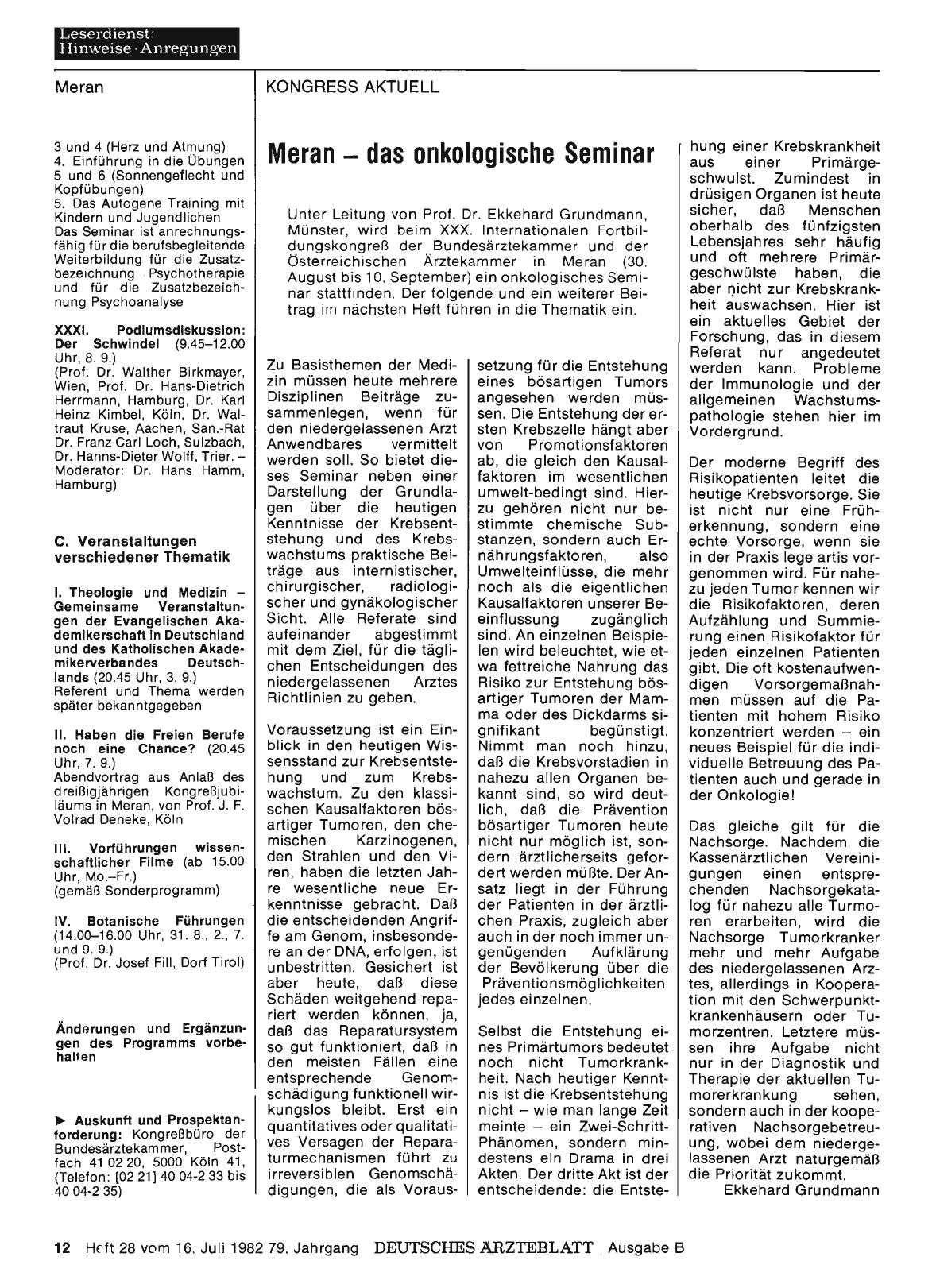 Vorschauseite 1: Meran — das onkologische Seminar