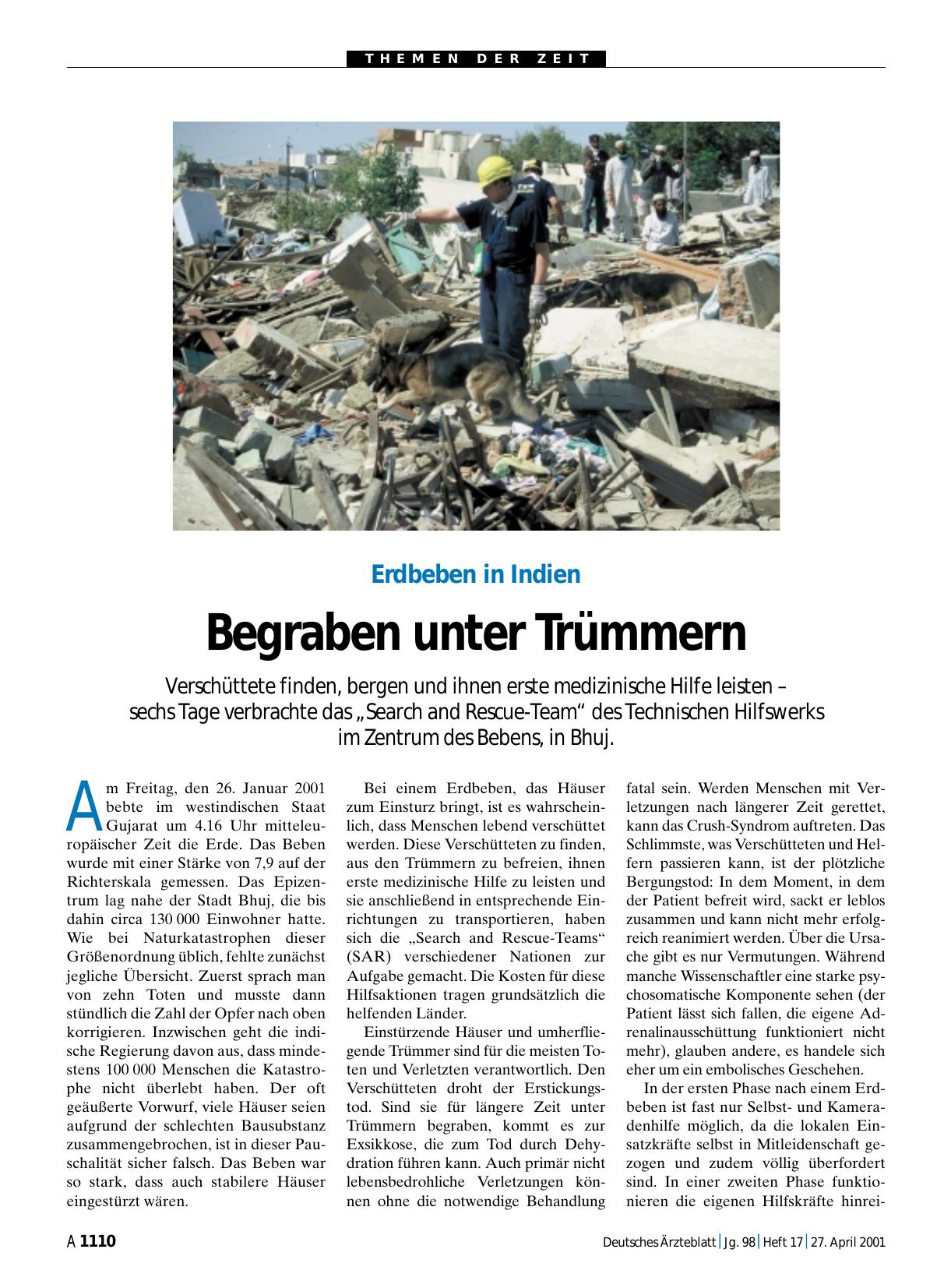 Vorschauseite 1: Erdbeben in Indien: Begraben unter Trümmern