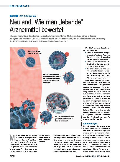 Vorschauseite 1: CAR-T-Zelltherapie: Neuland: Wie man „lebende“ Arzneimittel bewertet