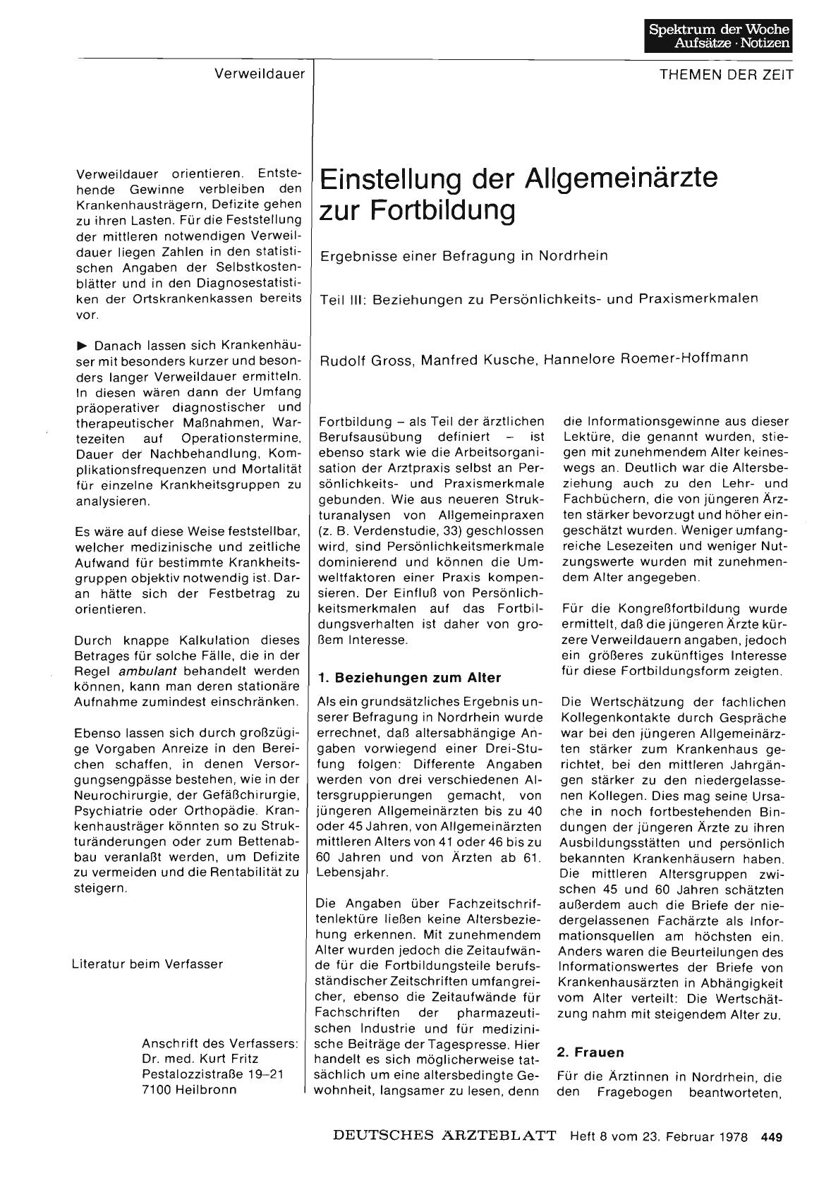 Vorschauseite 1: Einstellung der Allgemeinärzte zur Fortbildung