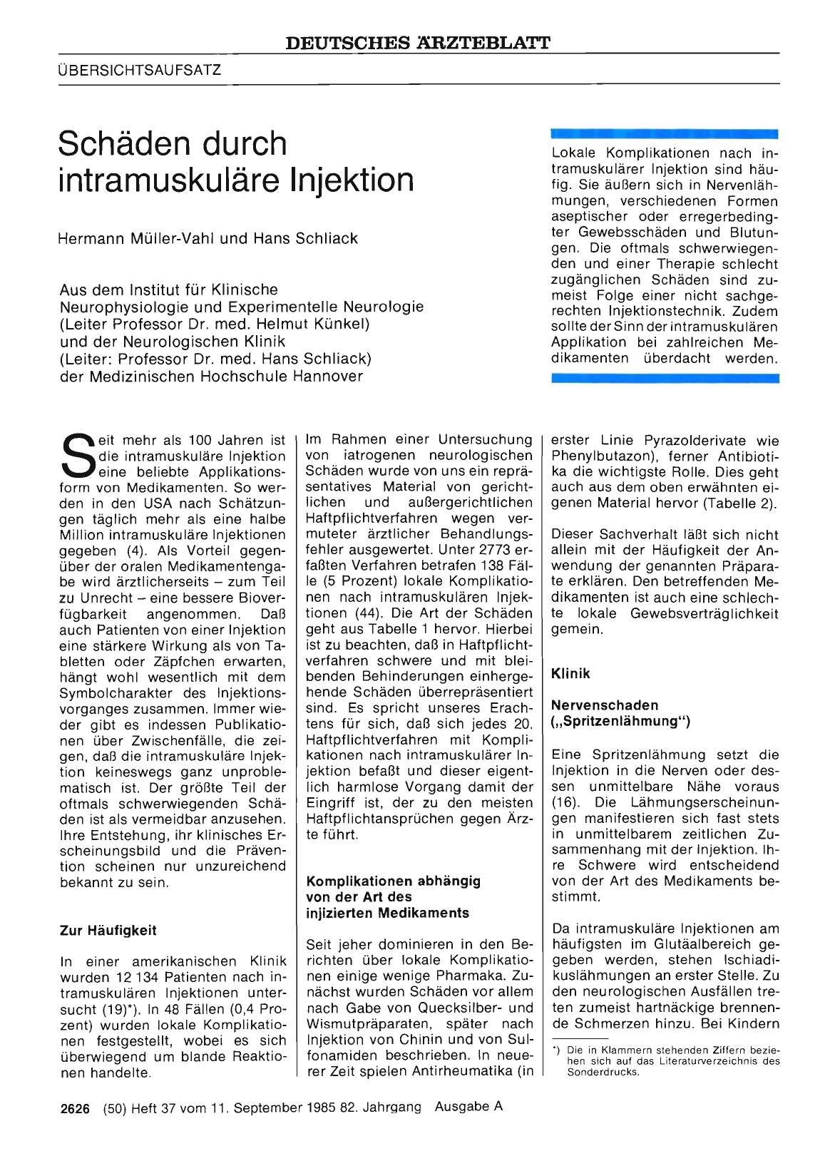 Vorschauseite 1: Schäden durch intramuskuläre Injektion