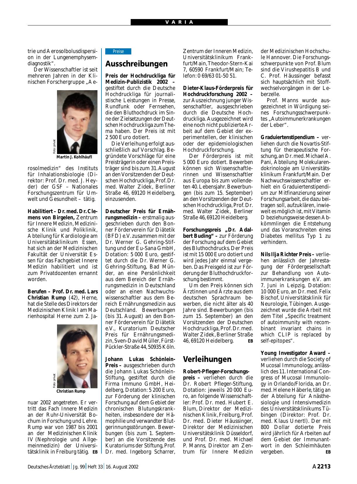 Vorschauseite 1: Ausschreibungen