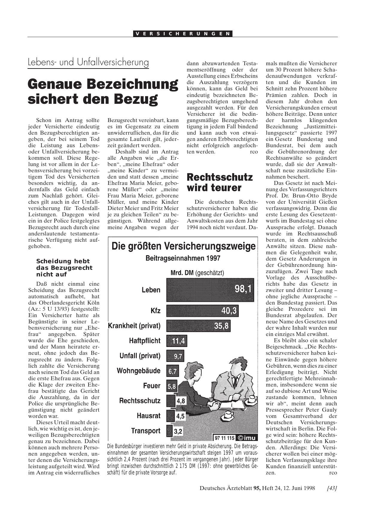 Vorschauseite 1: Lebensund Unfallversicherung: Genaue Bezeichnung sichert den Bezug