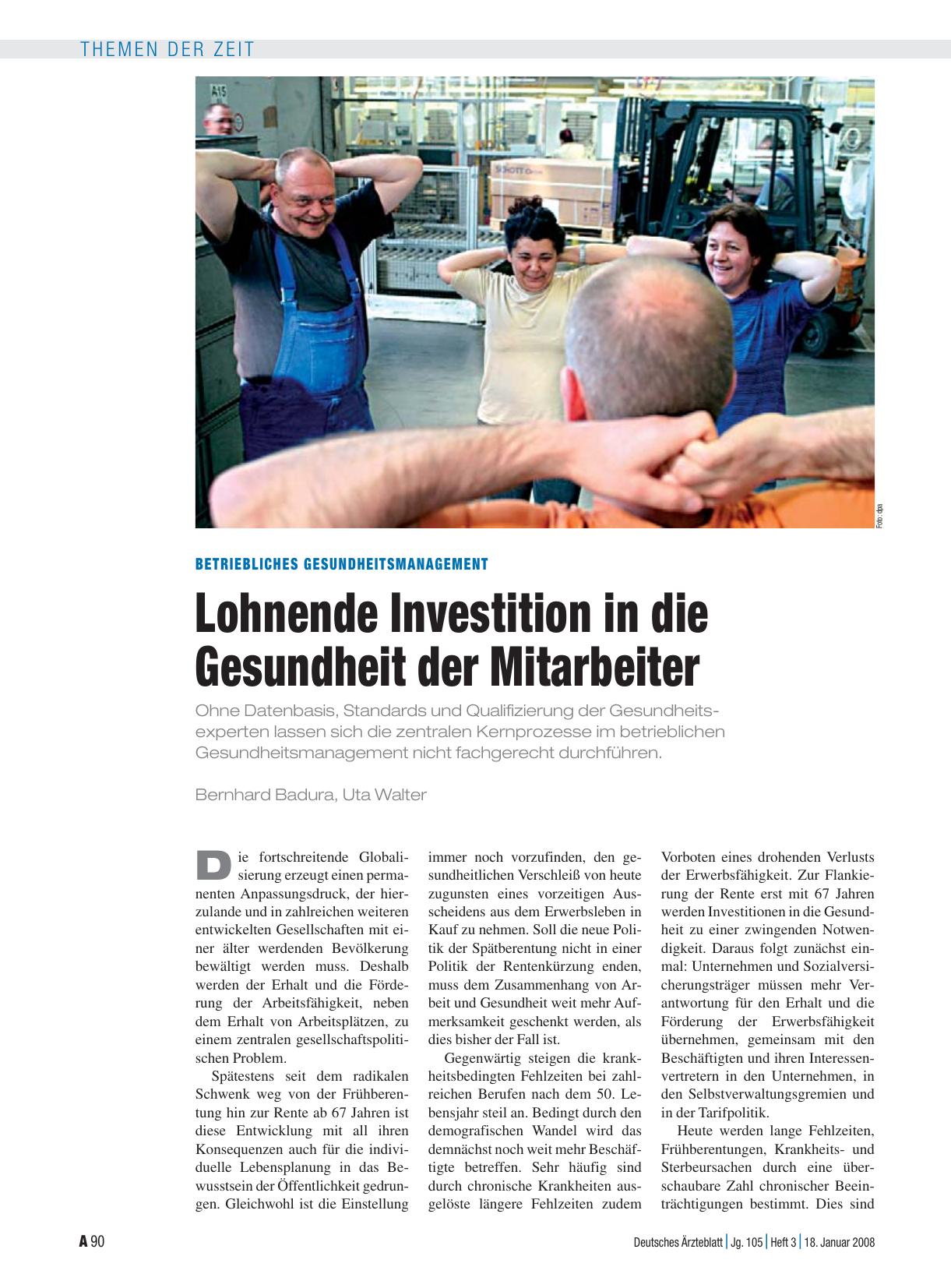 Vorschauseite 1: Betriebliches Gesundheitsmanagement: Lohnende Investition in die Gesundheit der Mitarbeiter