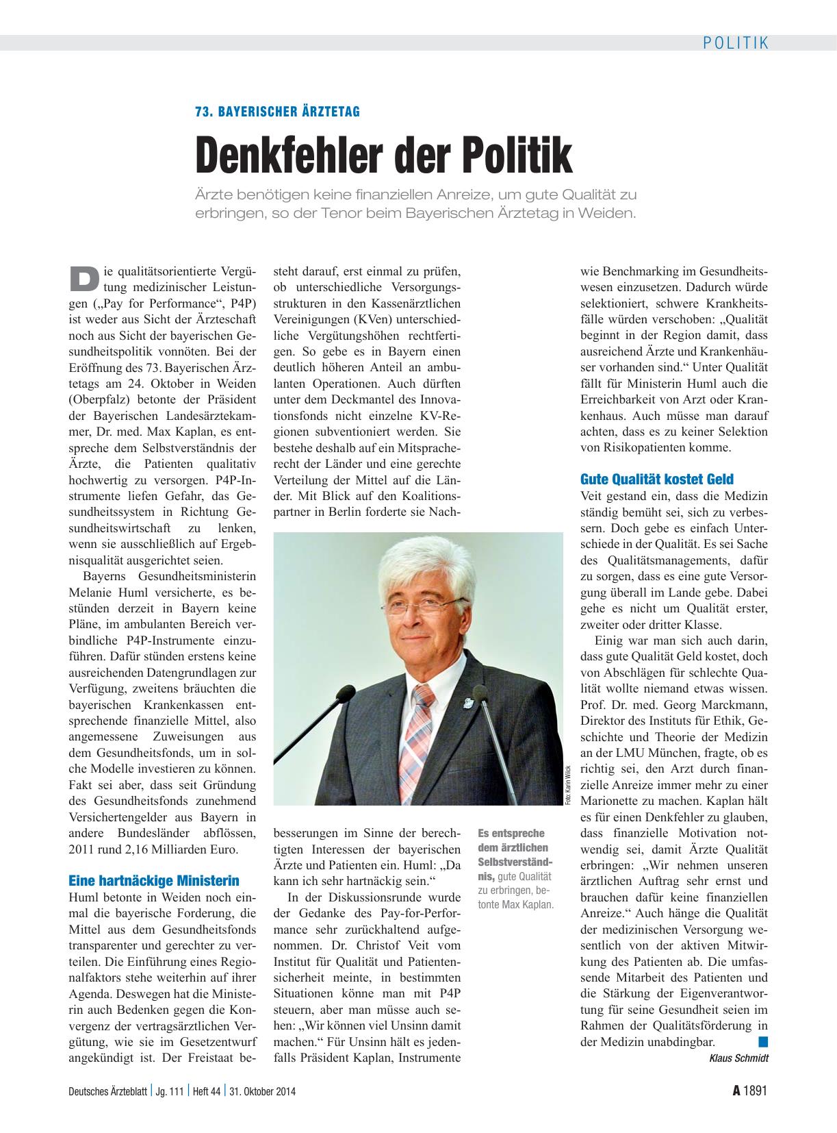 Vorschauseite 1: 73. Bayerischer Ärztetag: Denkfehler der Politik