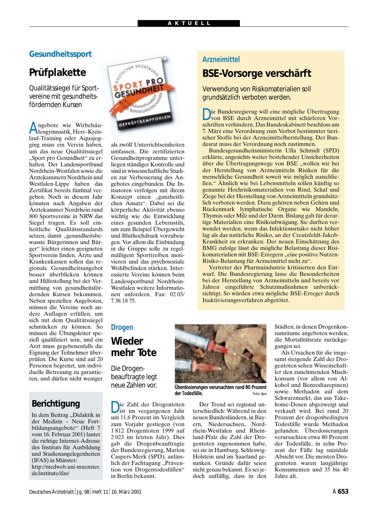 Vorschauseite 1: Gesundheitssport: Prüfplakette