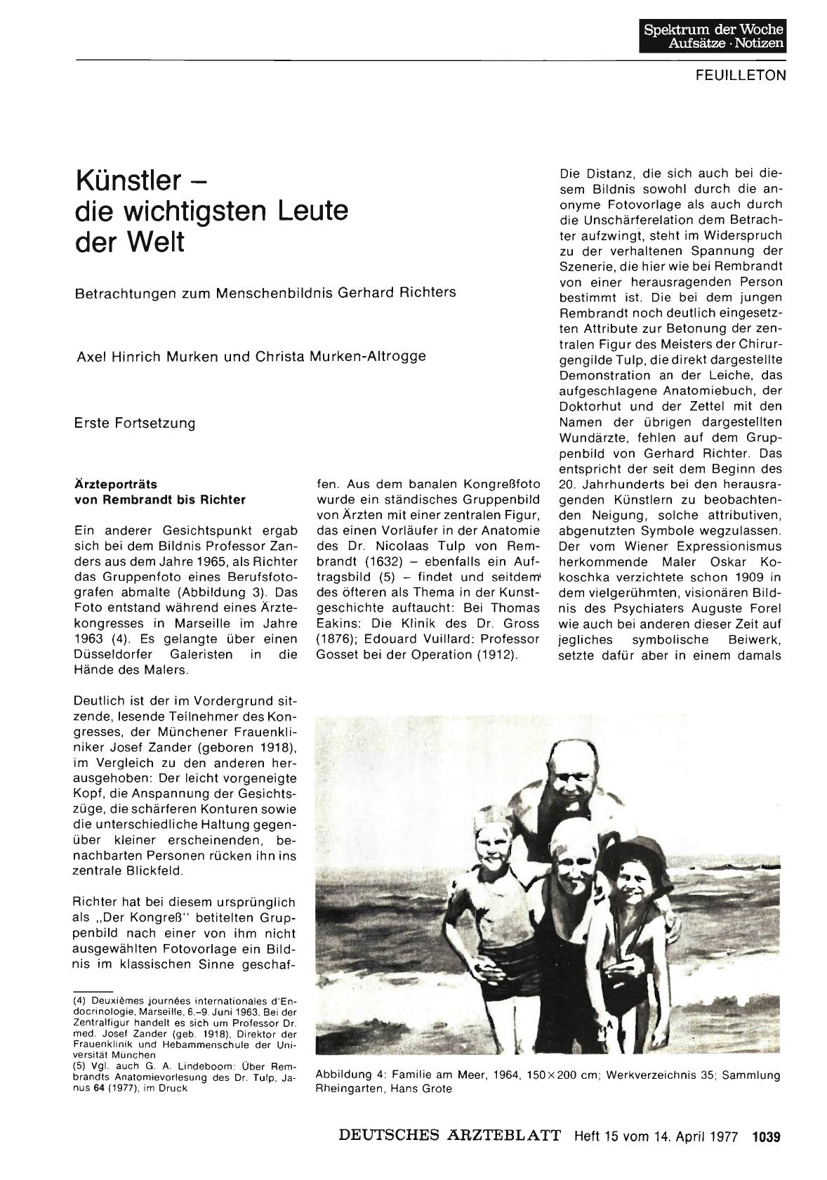Vorschauseite 1: Künstler — die wichtigsten Leute der Welt: Betrachtungen zum Menschenbildnis Gerhard Richters