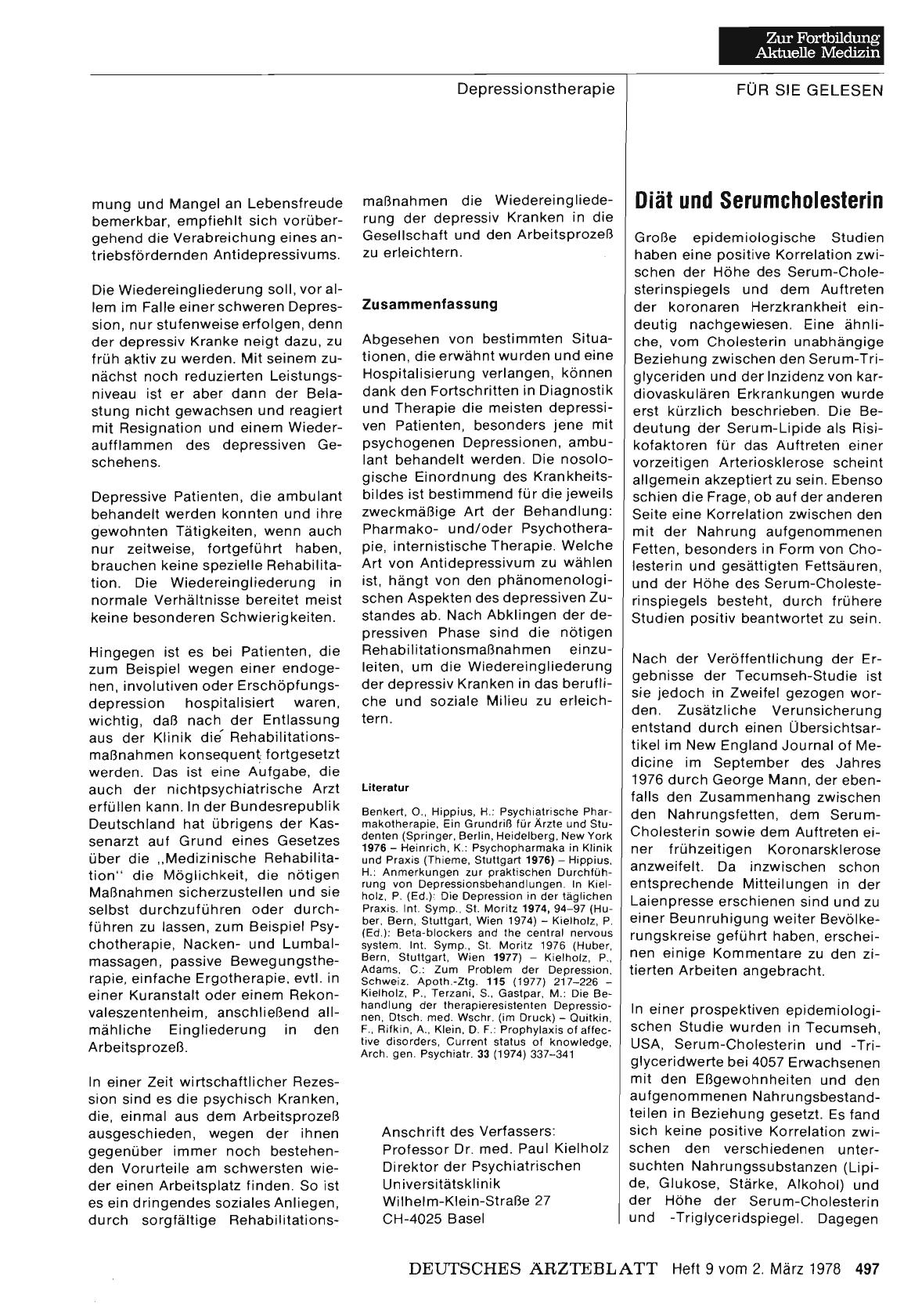 Vorschauseite 1: Diät und Serumcholesterin
