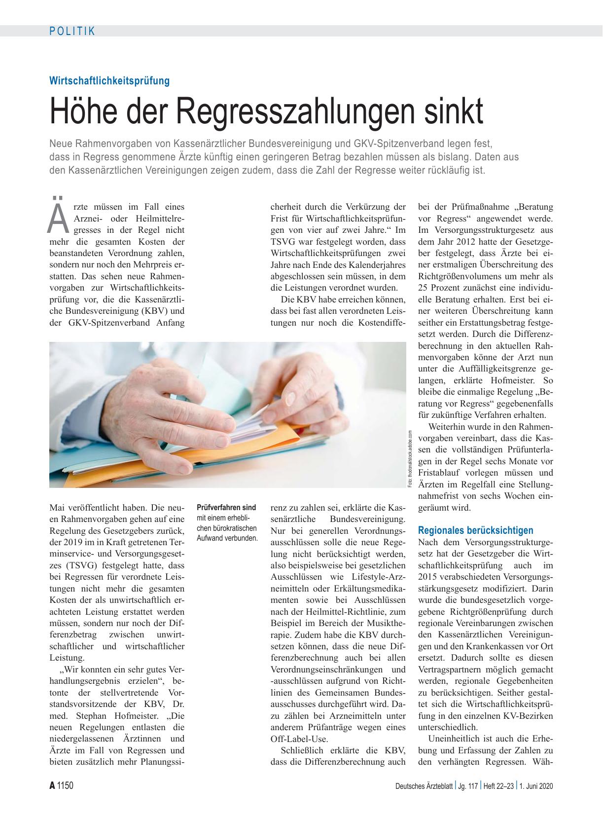Vorschauseite 1: Wirtschaftlichkeitsprüfung: Höhe der Regresszahlungen sinkt