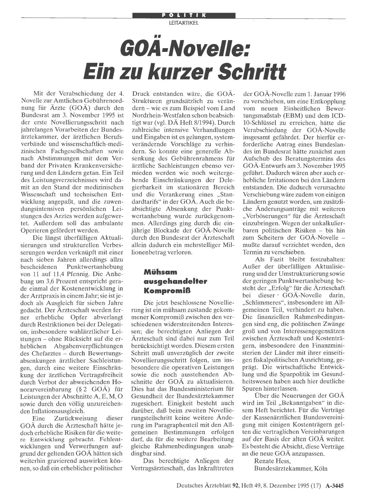 Vorschauseite 1: GOÄ-Novelle: Ein zu kurzer Schritt