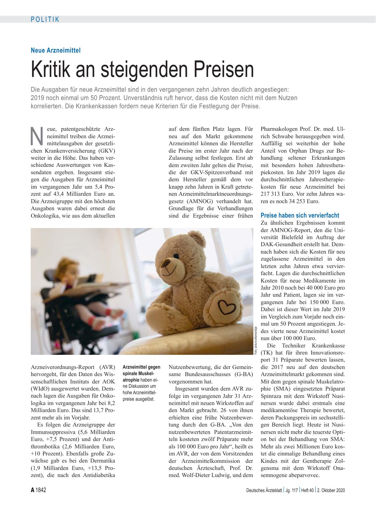 Vorschauseite 1: Neue Arzneimittel: Kritik an steigenden Preisen