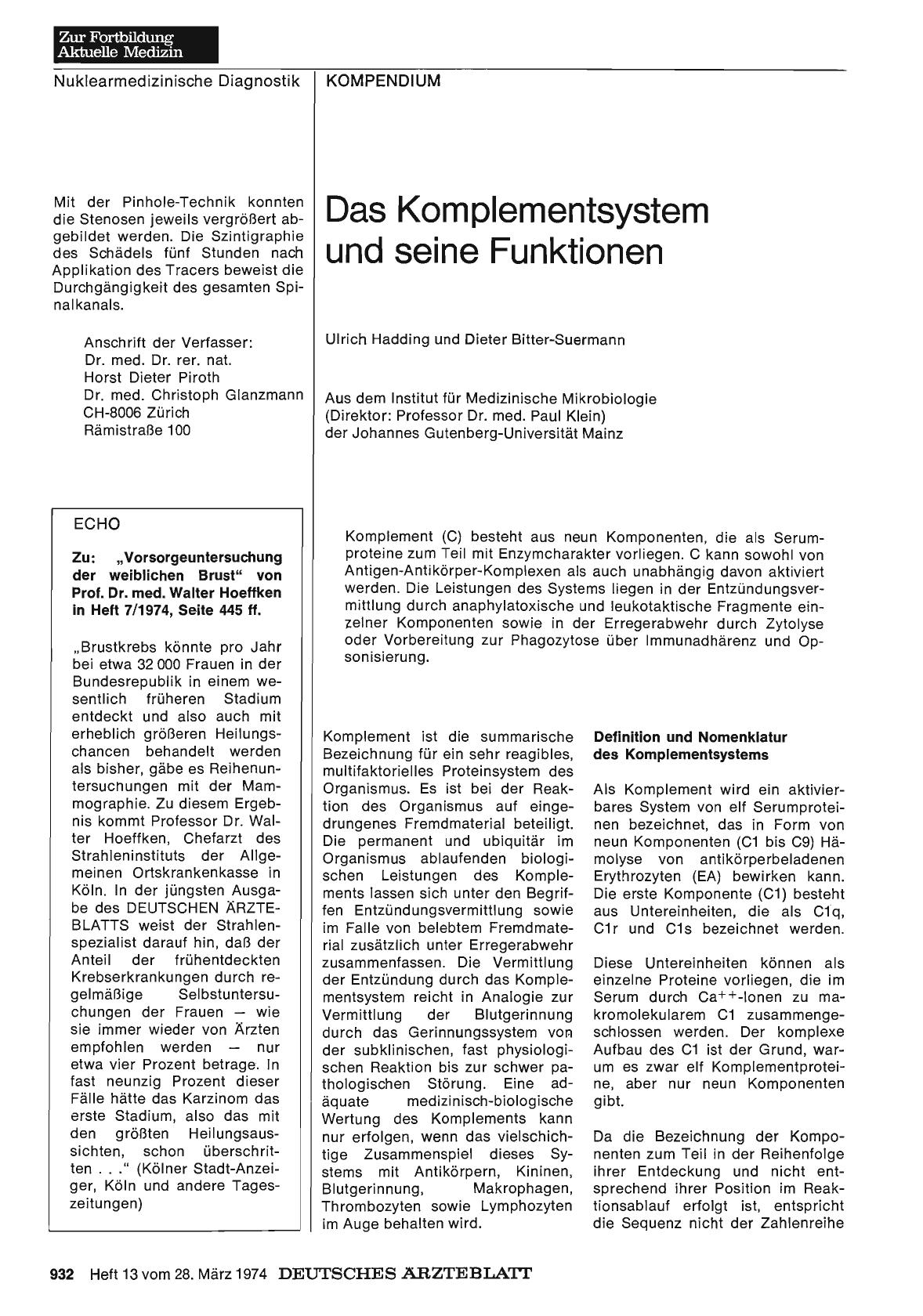 Vorschauseite 1: Das Komplementsystem und seine Funktionen