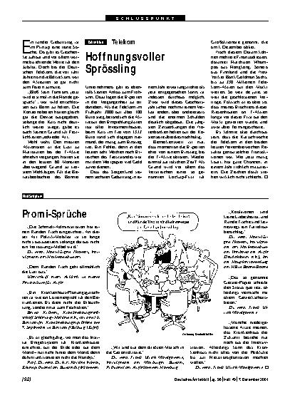 Vorschauseite 1: Telekom: Hoffnungsvoller Sprössling