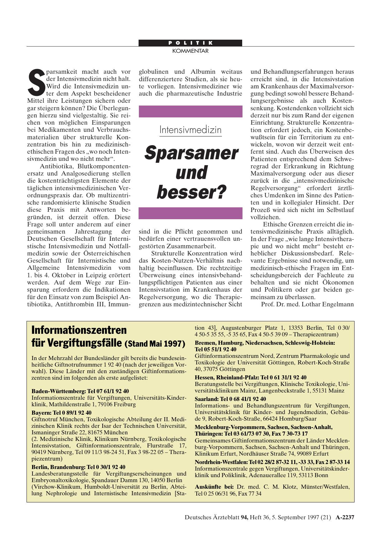 Vorschauseite 1: Intensivmedizin: Sparsamer und besser?