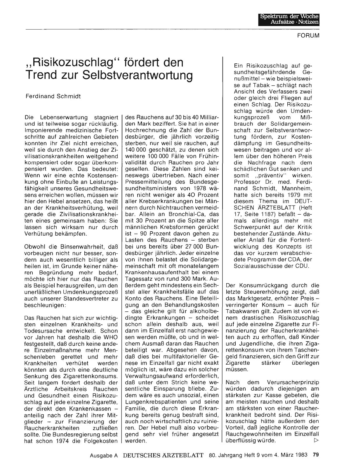 Vorschauseite 1: „Risikozuschlag” fördert den Trend zur Selbstverantwortung