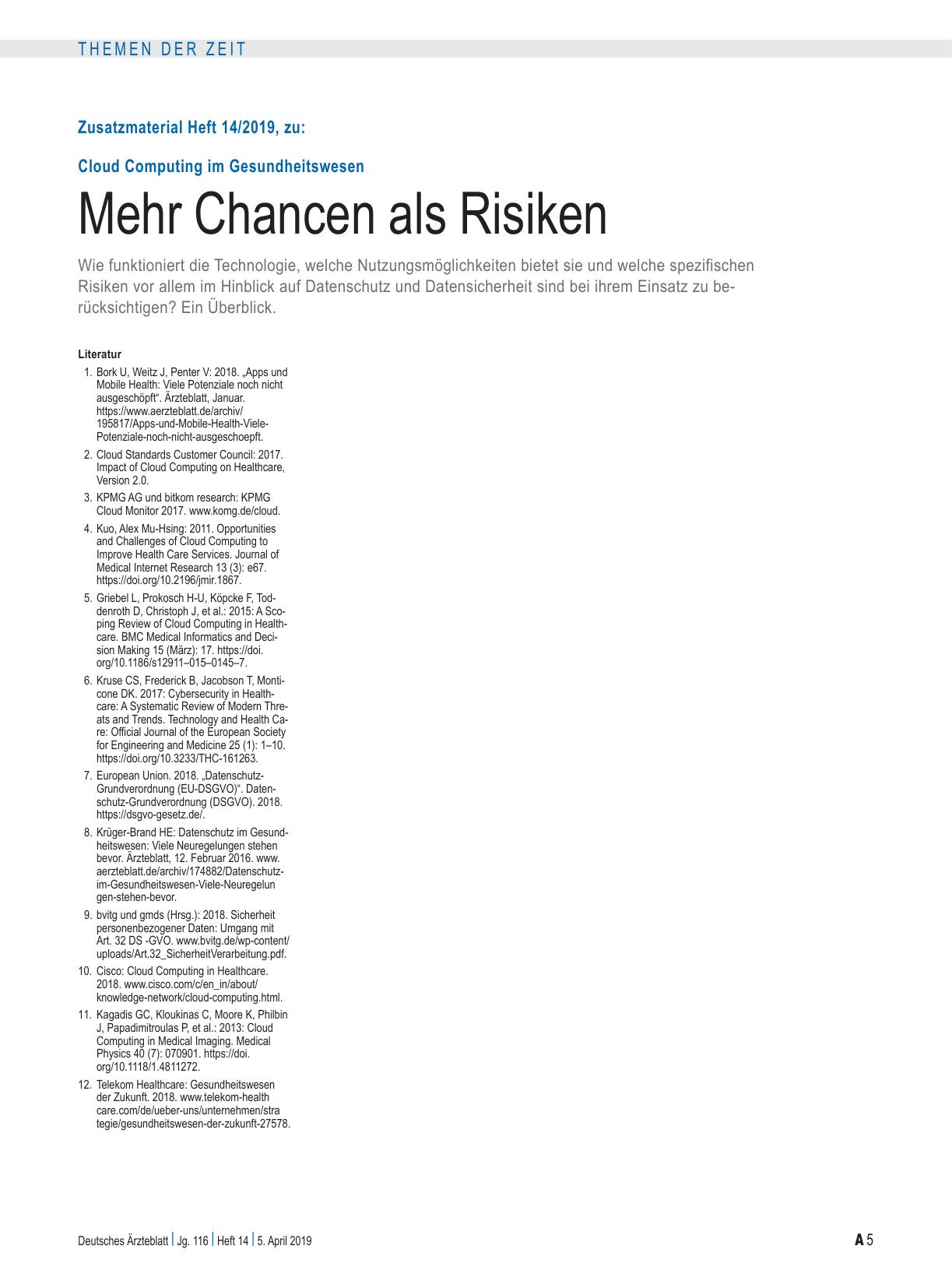 Vorschauseite 5: Cloud Computing im Gesundheitswesen: Mehr Chancen als Risiken