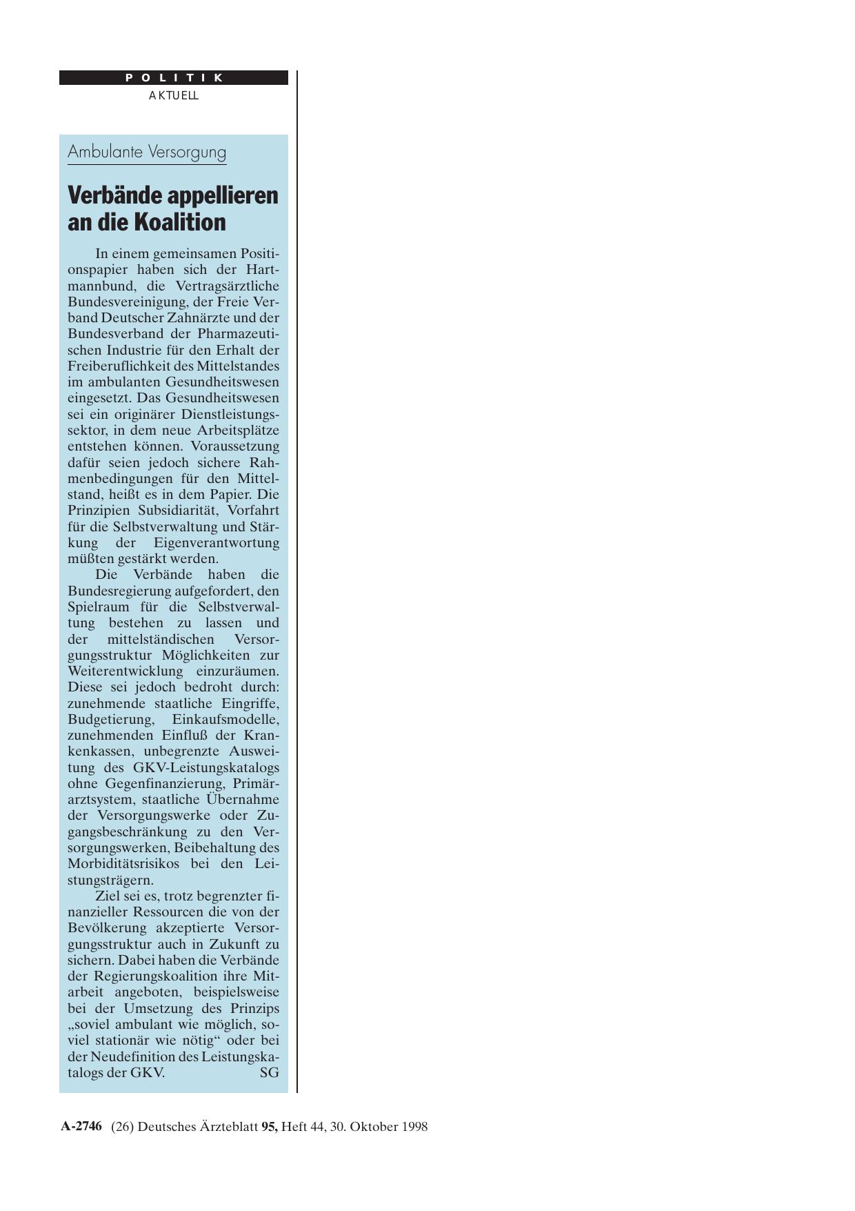 Vorschauseite 1: Ambulante Versorgung: Verbände appellieren an die Koalition