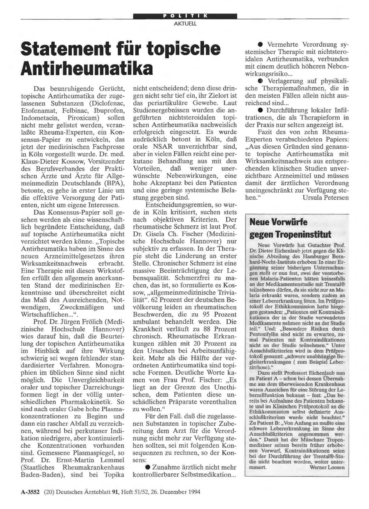 Vorschauseite 1: Statement für topische Antirheumatika