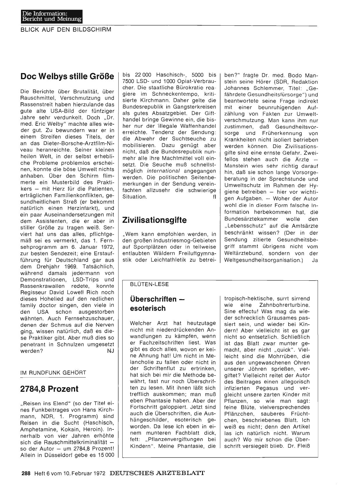 Vorschauseite 1: IM RUNDFUNK GEHÖRT: 2784, 8 Prozent