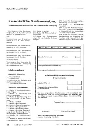 Vorschauseite 1: Kassenärztliche Bundesvereinigung: Vereinbarung über Vordrucke für die kassenärztliche Versorgung