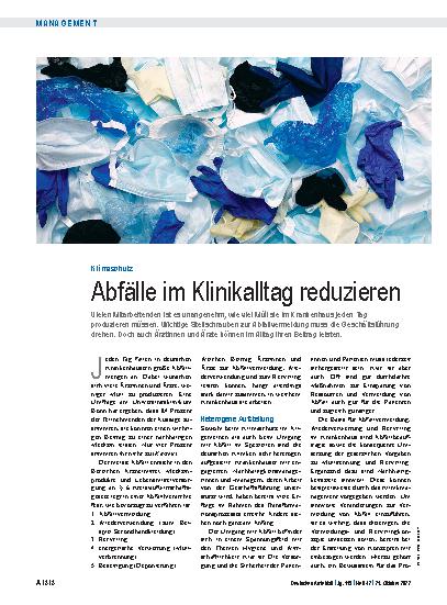 Vorschauseite 1: Klimaschutz: Abfälle im Klinikalltag reduzieren