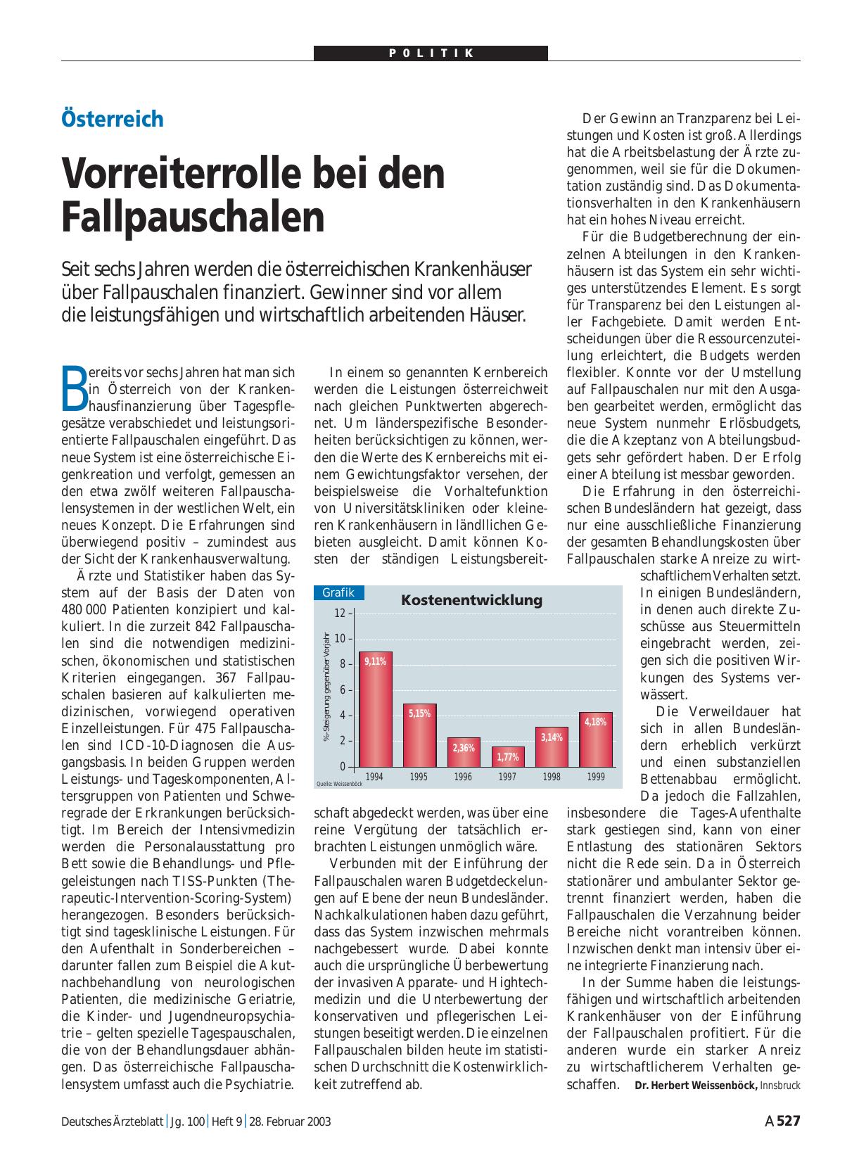 Vorschauseite 1: Österreich: Vorreiterrolle bei den Fallpauschalen