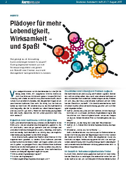 Vorschauseite 1: Audits: Plädoyer für mehr Lebendigkeit, Wirksamkeit – und Spaß!
