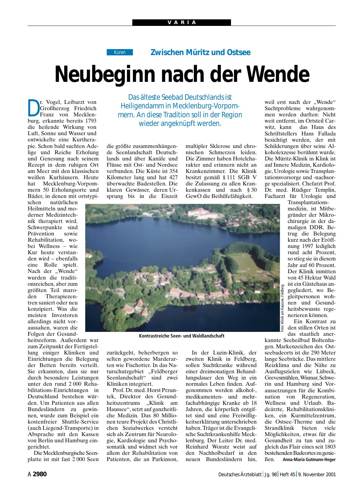 Vorschauseite 1: Zwischen Müritz und Ostsee: Neubeginn nach der Wende