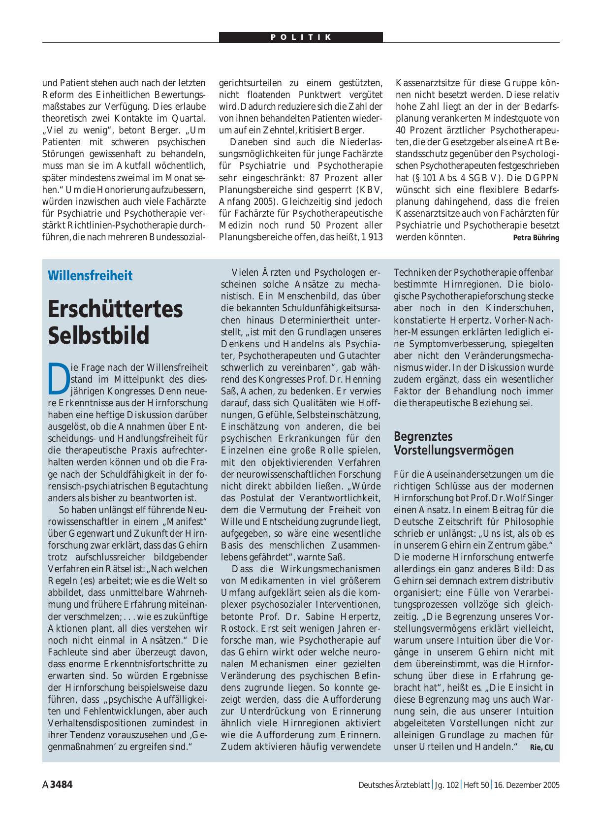 Vorschauseite 1: Willensfreiheit: Erschüttertes Selbstbild