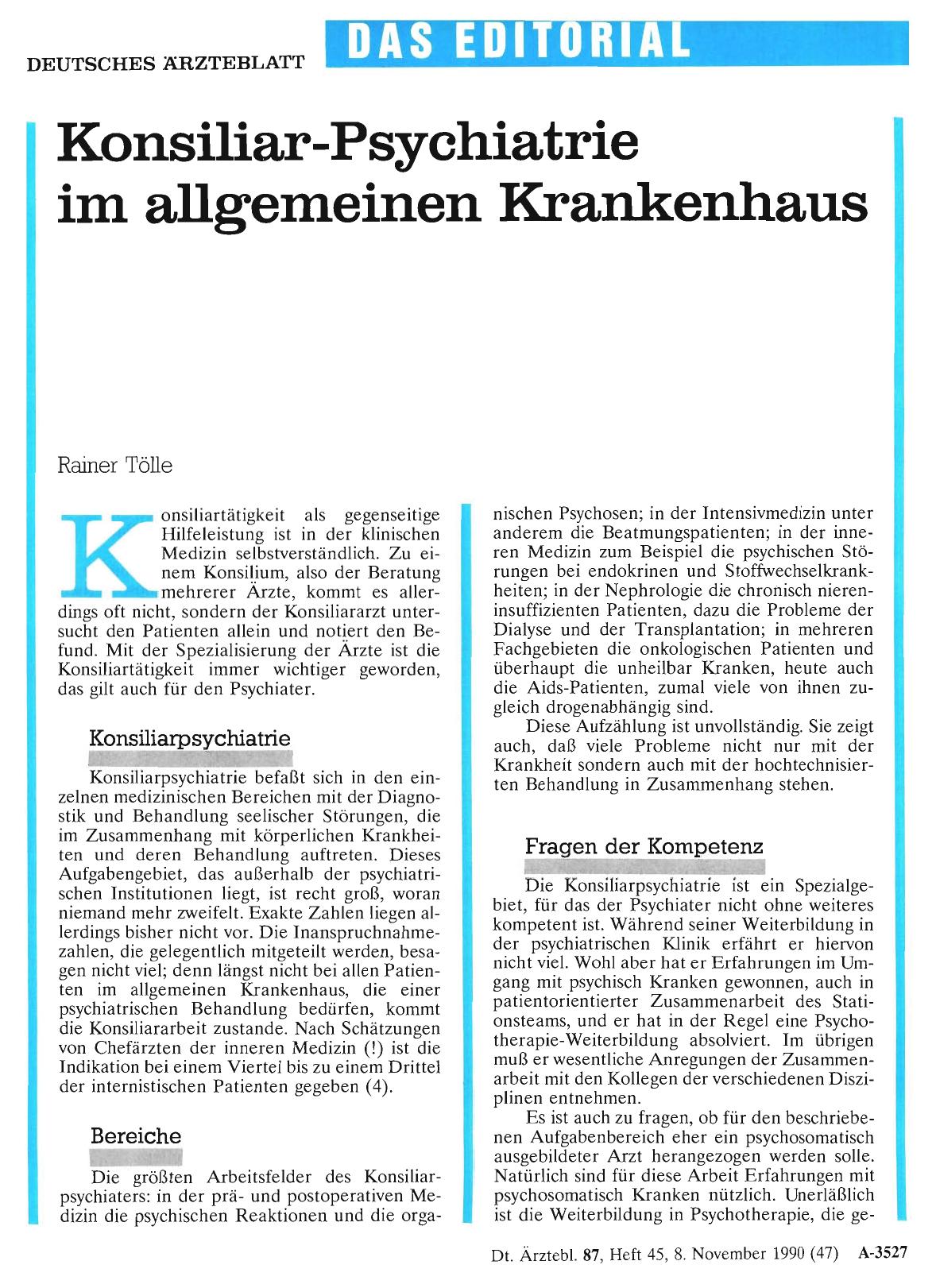 Vorschauseite 1: Konsiliar-Psychiatrie im allgemeinen Krankenhaus