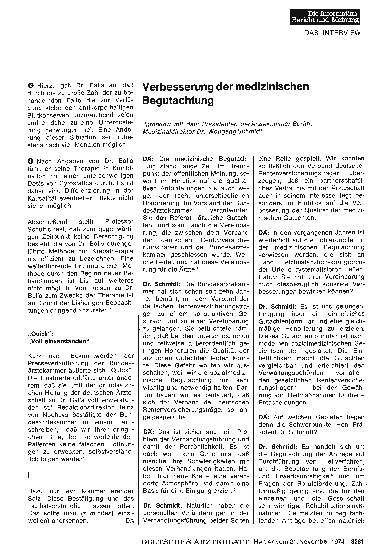 Vorschauseite 1: Verbesserung der medizinischen Begutachtung